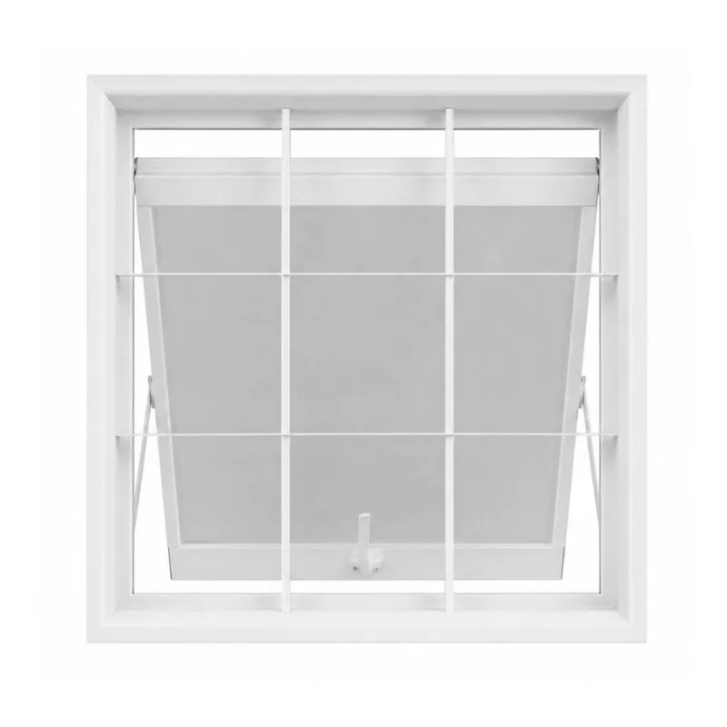 Janela Maxim-ar Vidro Boreal com Grade Aço Branco NAOBRA Maxim Ar 1 Seção com Grade Vidro Boreal Aço Branco 60X60cm