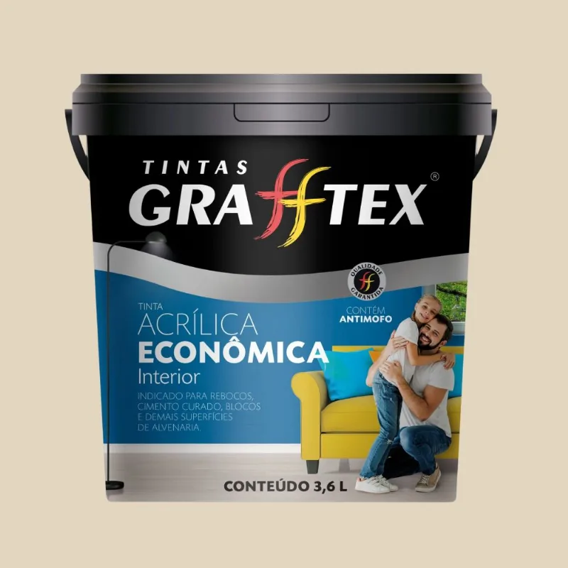 Tinta Econômica Acrílica Fosco 3,6L Grafftex Tinta Econômica Acrílica Fosco Palha 3,6L Grafftex