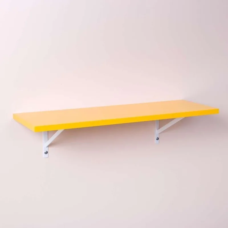 Prateleira Mao Francesa 80X20CM MDF Suporte Invisível Moderna Amarelo Mercado das Prateleiras - OUTRAS - Agro