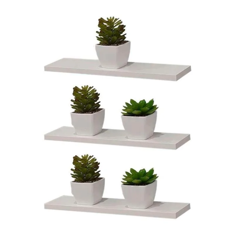 Prateleira Kit 3 Unidades 40x20CM MDF Suporte Invisível Moderno Sala Branco Mercado das Prateleiras - OUTRAS - Agro