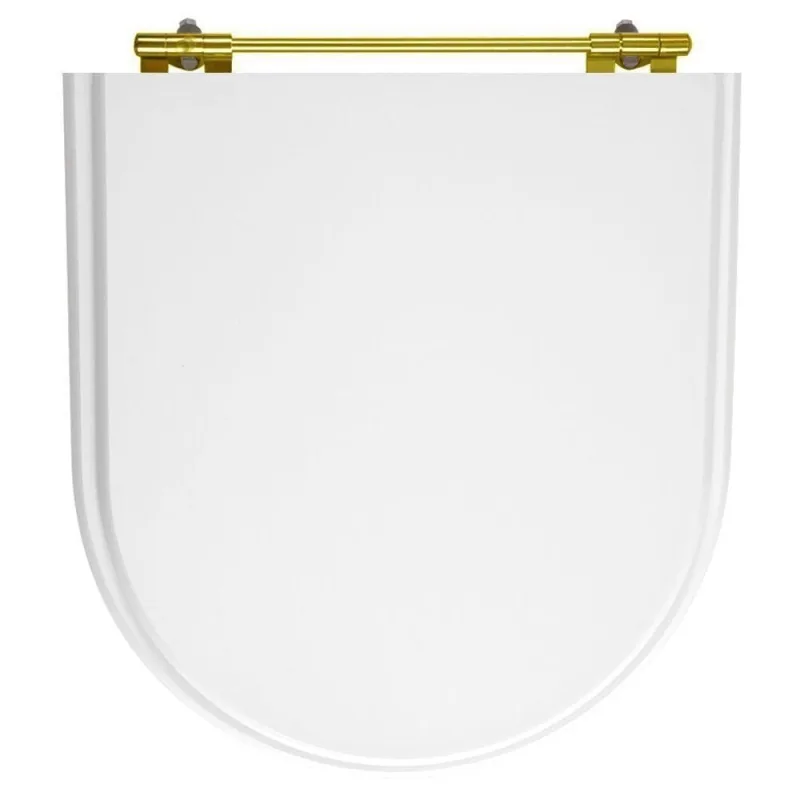 Assento Sanitário Calypso Alongado Resina Plástica Convencional com Ferragem Dourada Branco - OUTRAS