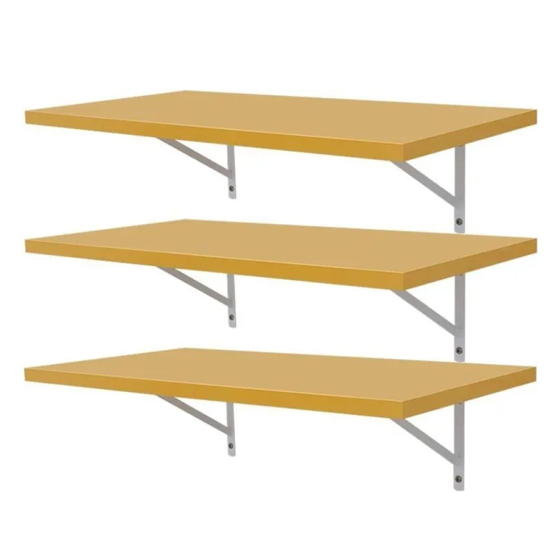 Prateleira Kit 3 60X30CM MDP Fixação Parafuso Organizador Moderno Sala Amarelo Mercado - OUTRAS - Agro