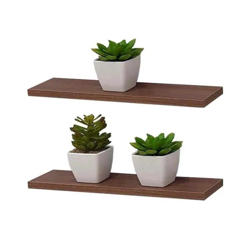 Prateleira Crie Fácil 40x10CM MDP Suporte Invisível Moderno Marrom Mercado das Prateleiras 2 Peças - OUTRAS - Agro
