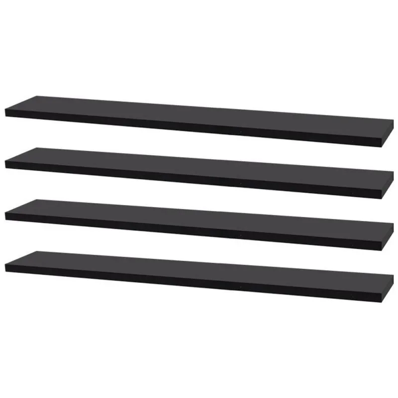 Prateleira Kit 4 60X20CM MDP Fixação Suporte Invisível Moderno Sala Preto Mercado das Prateleiras - OUTRAS - Agro