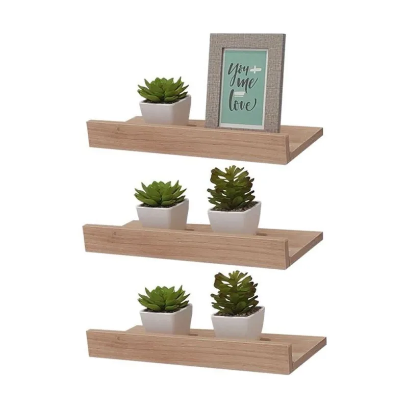 Prateleira Kit 3 Porta Quadros 50 X 15cm MDP Suporte Invisível Sala Bege Mercado das Prateleiras - OUTRAS - Agro