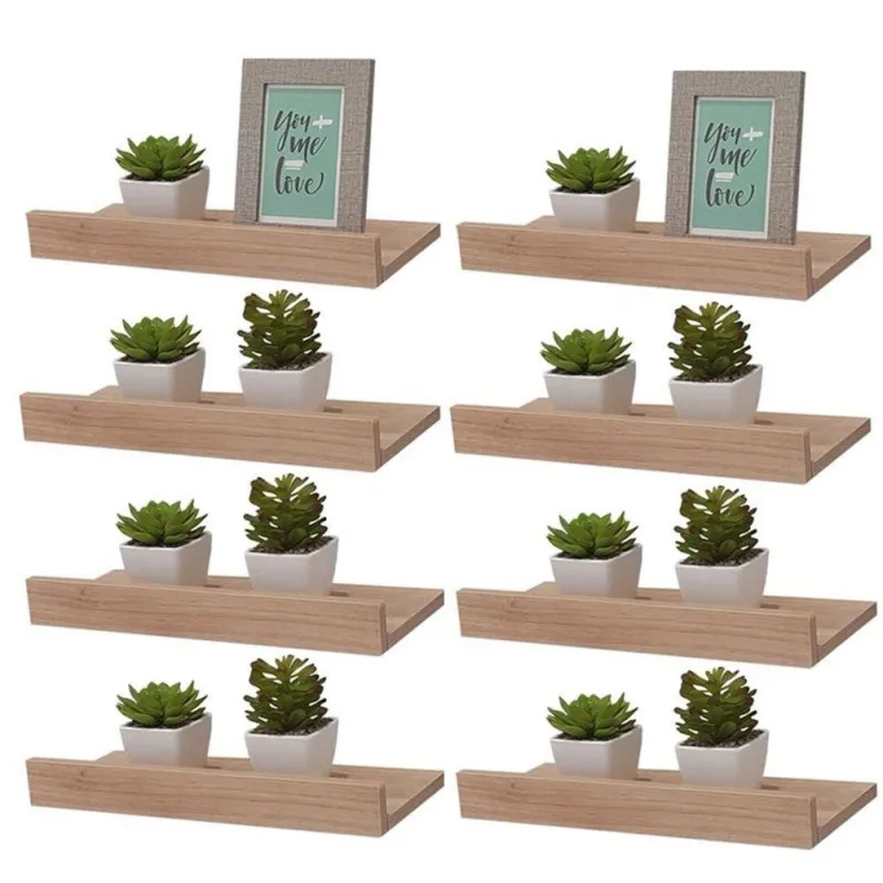 Prateleira Kit 8 Porta Quadros 50 X 10cm MDP Suporte Invisível Sala Bege Mercado - OUTRAS - Agro