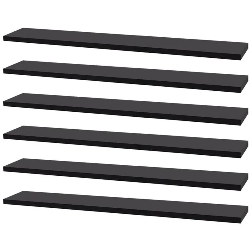 Prateleira Kit 6 50X10CM MDP Fixação Suporte Invisível Sala Preto Mercado das Prateleiras - OUTRAS - Agro