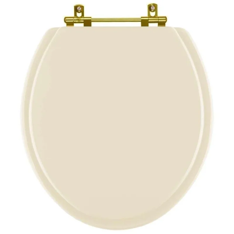 Assento Sanitario Poliéster Convencional Oval Bone Para Vaso Incepa Com Ferragem Dourada