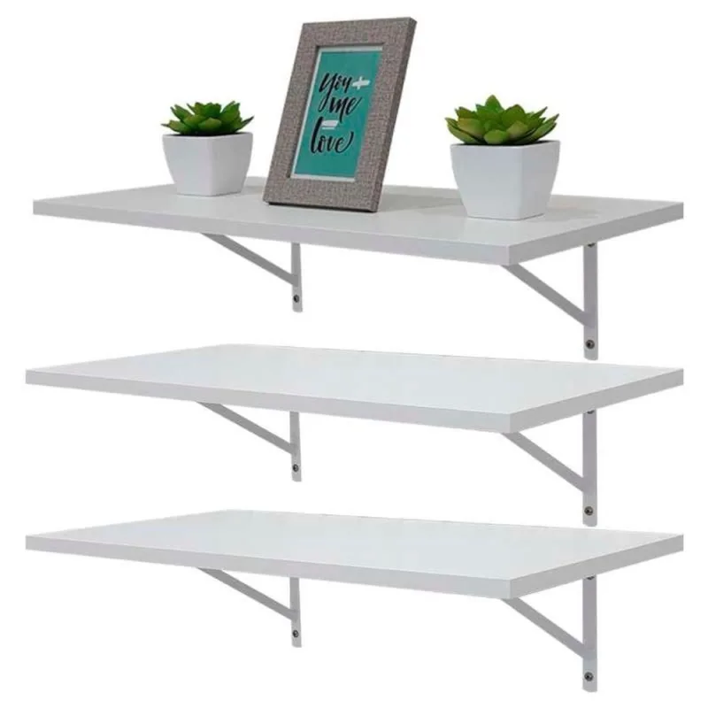 Prateleira Kit com 3 40x25CM MDP Fixação Parafuso Moderno Sala Branco Texturizado Mercado - OUTRAS - Agro