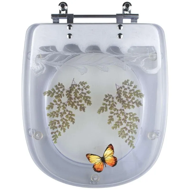 Tampa De Vaso Decorada Borboleta Square Transparente Para Vaso Lorenzetti