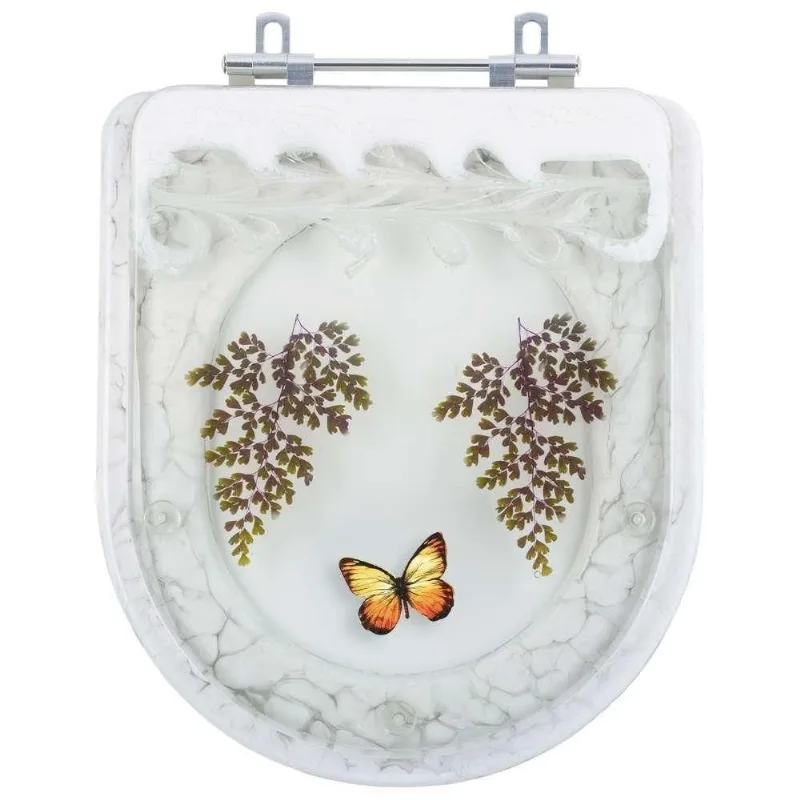 Tampa De Vaso Sanitário Decorado Flox Branco Para Bacia Fiori