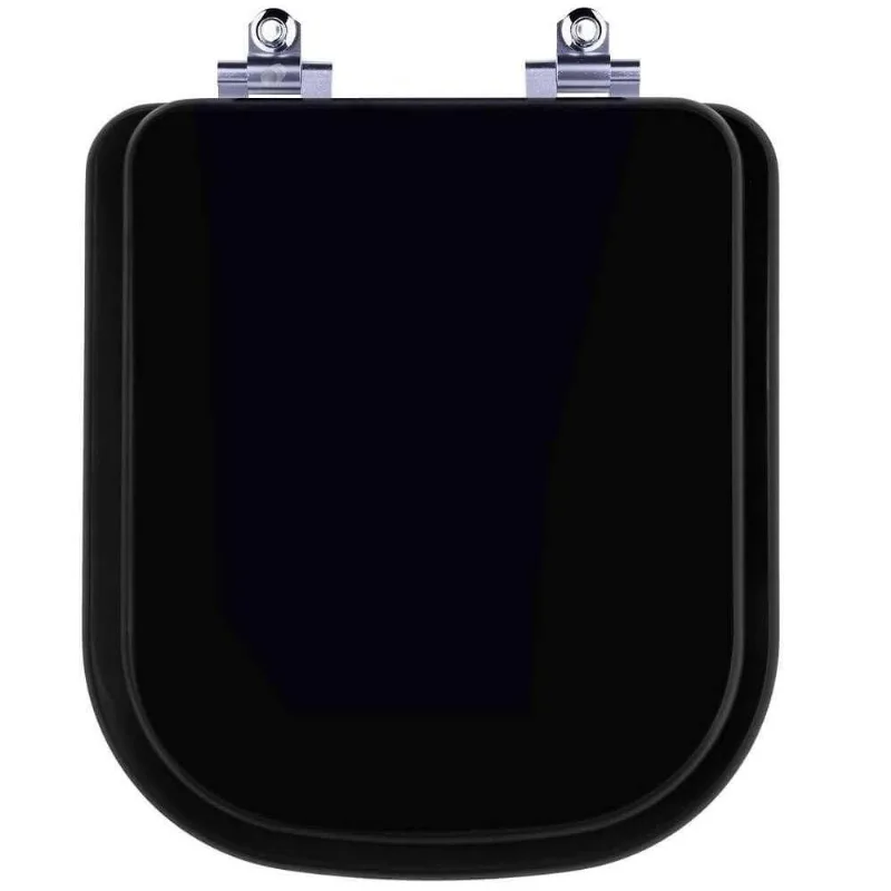 Assento Sanitário Laqueado Soft Close Quadra Preto Para Vaso Deca