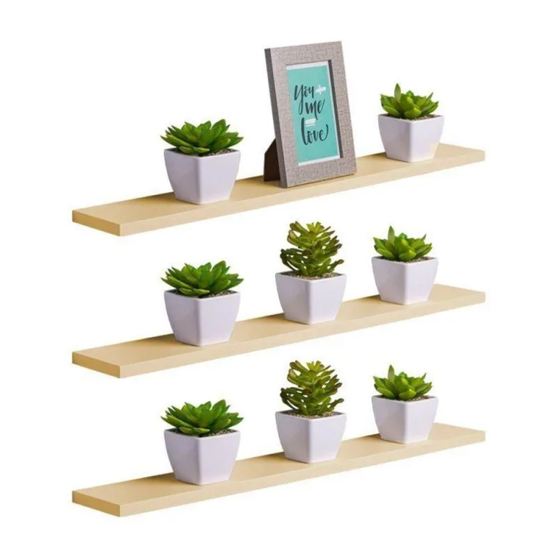 Prateleira Kit 3 70X20CM MDP Suporte Invisível Moderno Sala Bege Claro Mercado das Prateleiras - OUTRAS - Agro