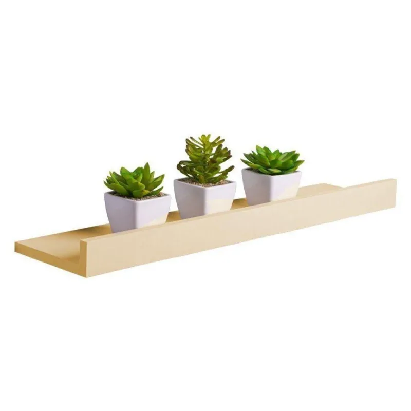 Prateleira Porta Quadros 80X10CM MDP Suporte Invisível Moderno Bege Claro Mercado das Prateleiras - OUTRAS - Agro
