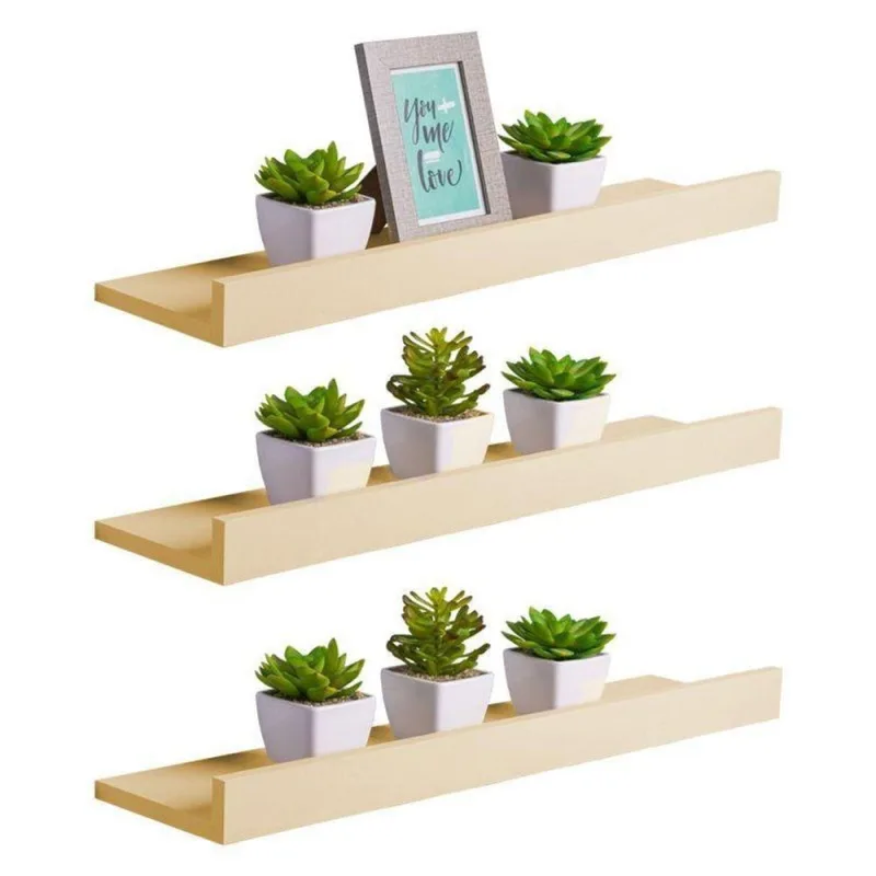 Prateleira Kit 3 Porta Quadros MDP Suporte Invisível Organizador Sala Bege Claro Mercado - OUTRAS - Agro
