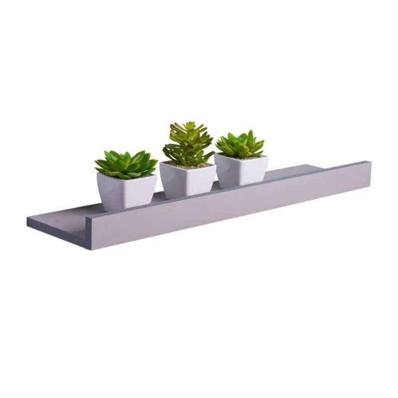 Prateleira Porta Quadros 80X10CM MDP Fixação Suporte Invisível Sala Cinza Claro Mercado - OUTRAS - Agro