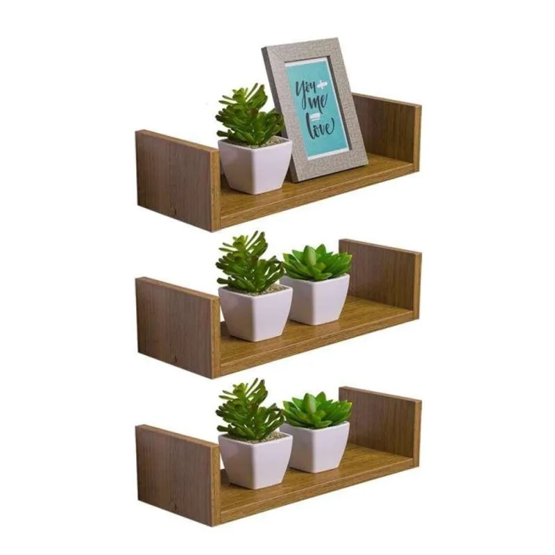 Prateleira Kit 3 U 60x20CM MDP Suporte Invisível Moderno Sala Marrom Mercado das Prateleiras - OUTRAS - Agro