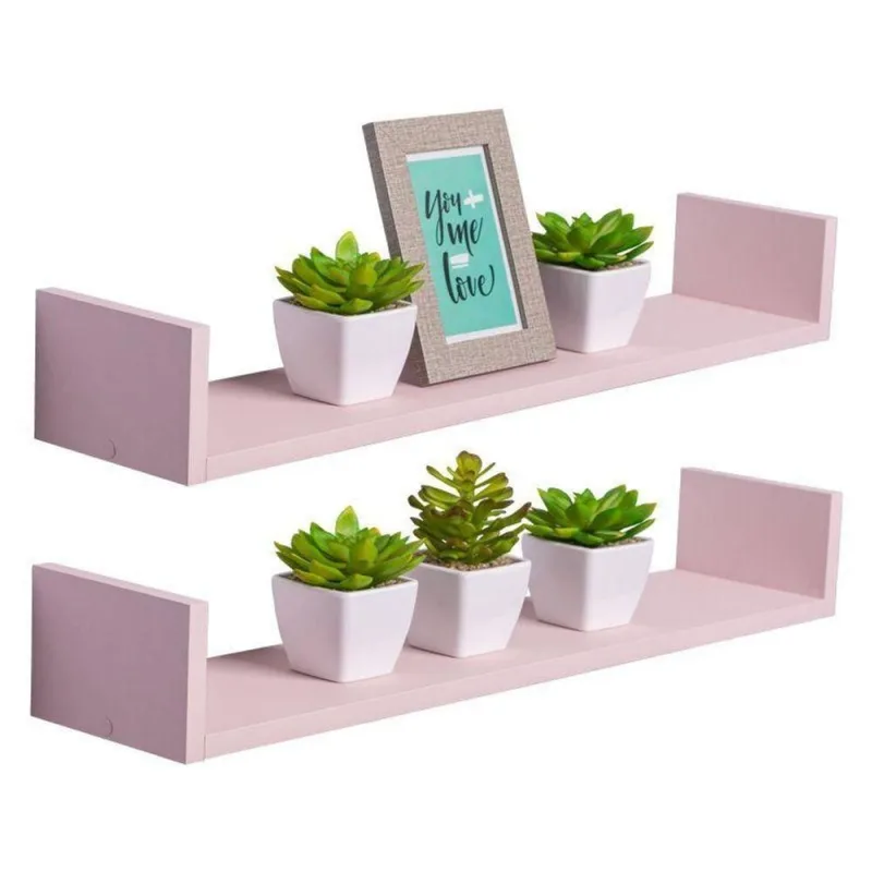 Prateleira Kit 2 U 60X20CM MDP Suporte Invisível Moderno Sala Rosa Claro Mercado das Prateleiras - OUTRAS - Agro