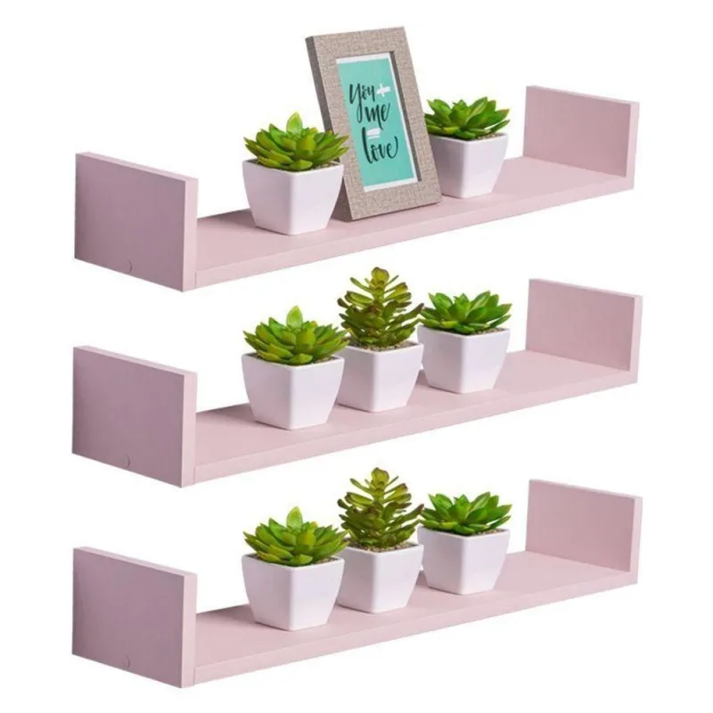 Prateleira Kit 3 U 60x20CM MDP Fixação Suporte Invisível Sala Moderno Fosco Rosa Claro Mercado - OUTRAS - Agro