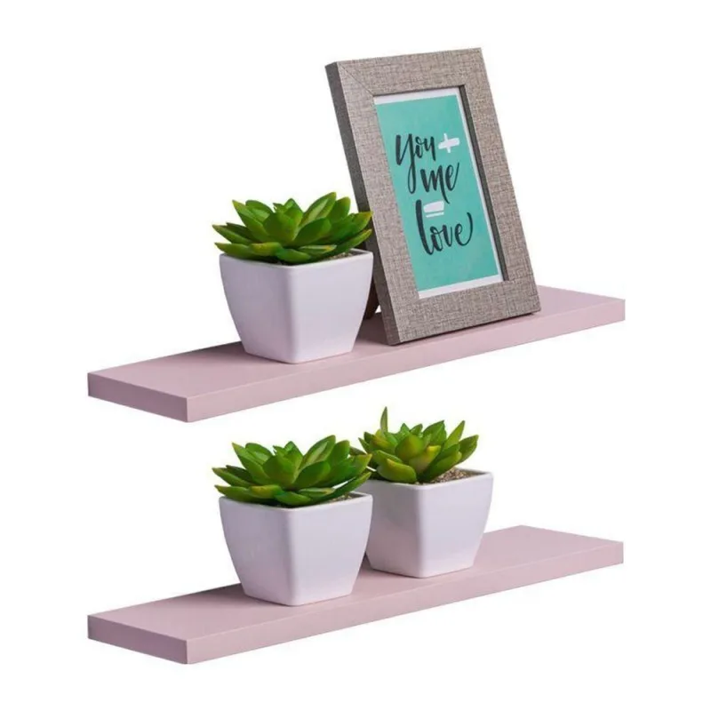 Prateleira Kit 2 60X10CM MDP Suporte Invisível Organizador Moderno Sala Rosa Claro Mercado - OUTRAS - Agro