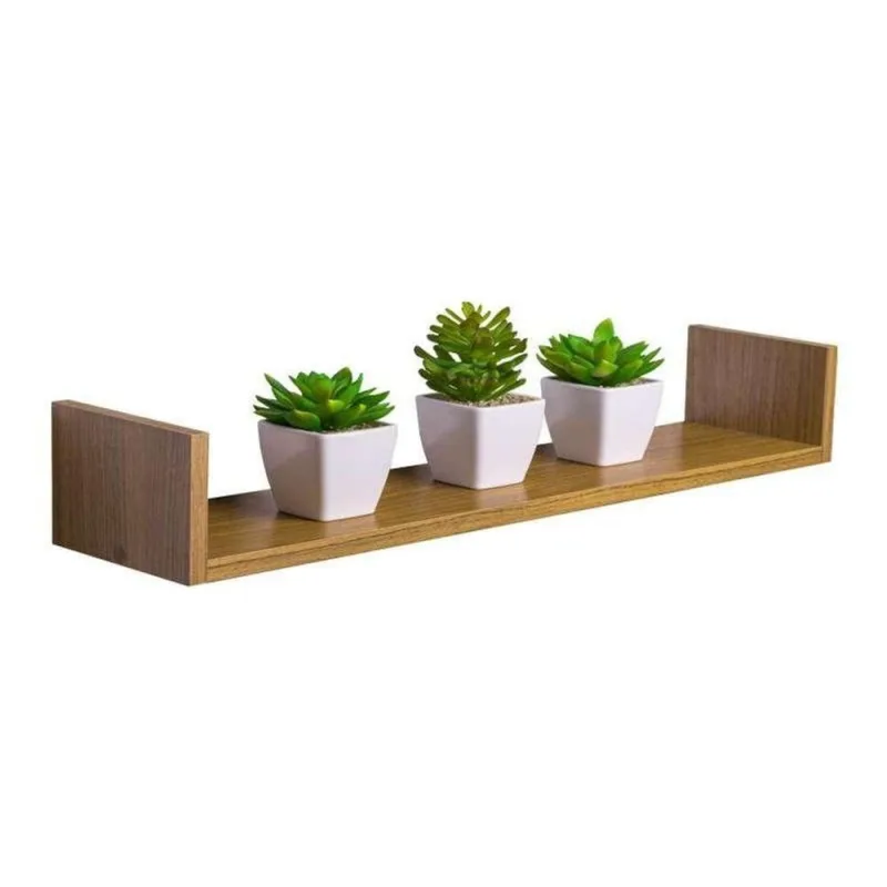 Prateleira U 100 X 10cm MDP Fixação Suporte Invisível Organizadora Sala Marrom Mercado - OUTRAS - Agro