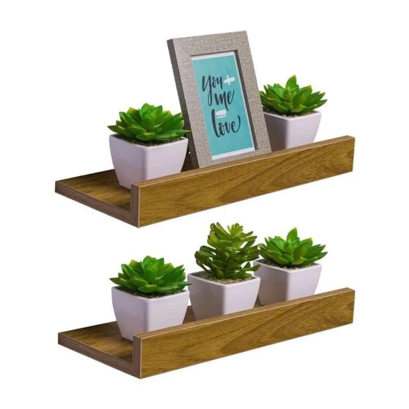 Prateleira Kit 2 Porta Quadros 50 X 15cm MDP Suporte Invisível Organizador Sala Marrom - OUTRAS - Agro
