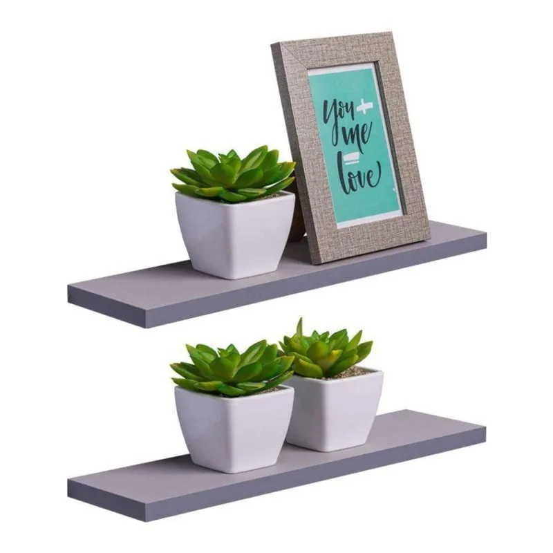 Prateleira Kit 2 50X20CM MDP Suporte Invisível Moderno Sala Cinza Claro Mercado das Prateleiras - OUTRAS - Agro