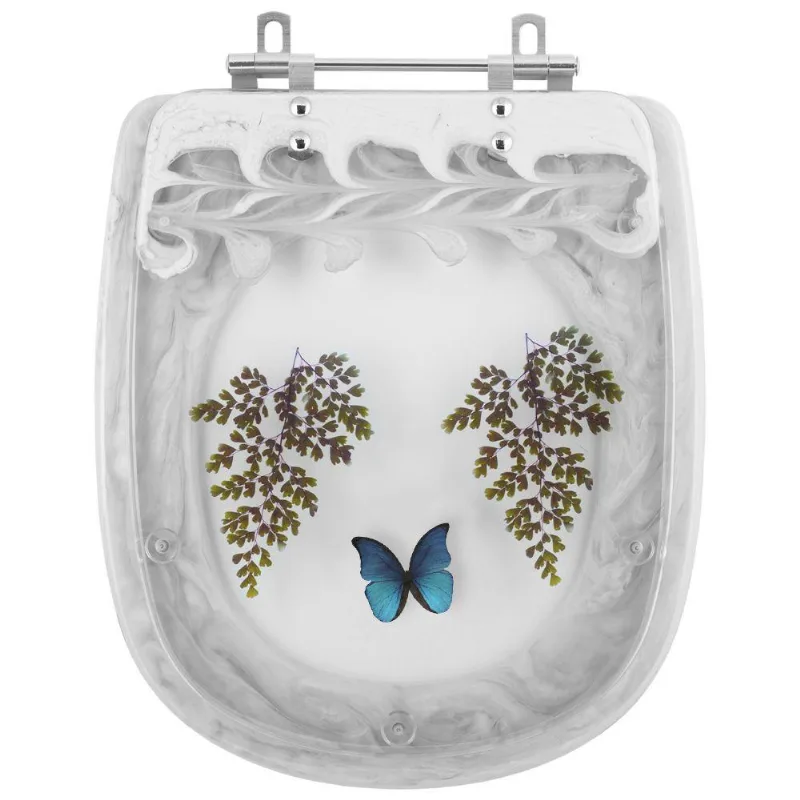 Tampa Para Vaso Icasa Sabatini Branco Com Borboleta Azul