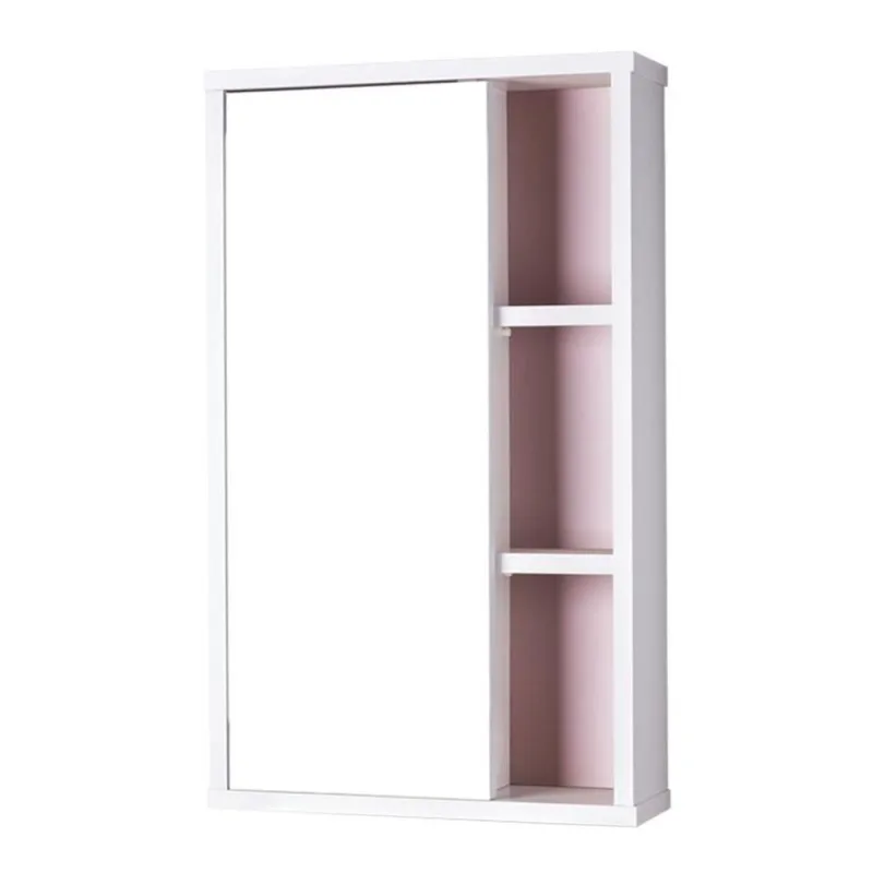 Armário para Banheiro Milano com Espelho 1 Porta 1 Gaveta MDP 42CM Branco e Rosa Pontto Lavabo - OUTRAS - Móveis
