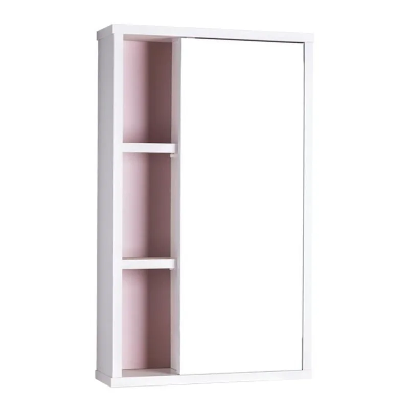 Armário para Banheiro Milano com Espelho 1 Porta MDP 42CM Branco e Rosa Claro Mercado - OUTRAS - Móveis