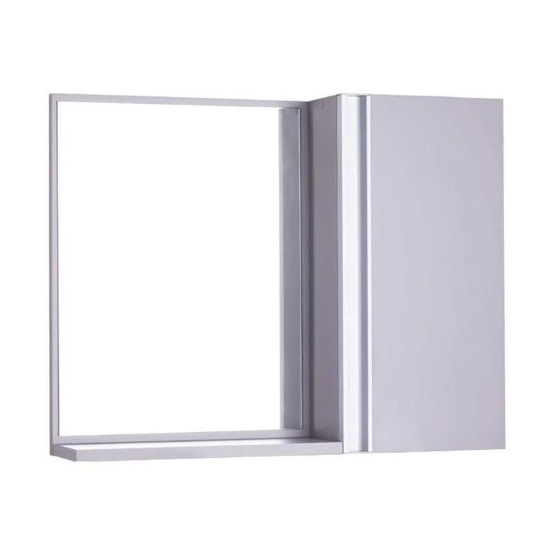 Armário para Banheiro com Espelho Barra Vertical 1 Prateleira MDP 58CM Cinza Claro Mercado