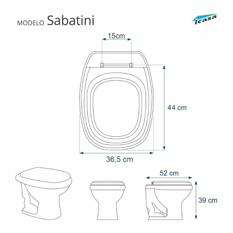Tampa De Vaso Sanitário Com Amortecedor Sabatini Branco Para Bacia Icasa