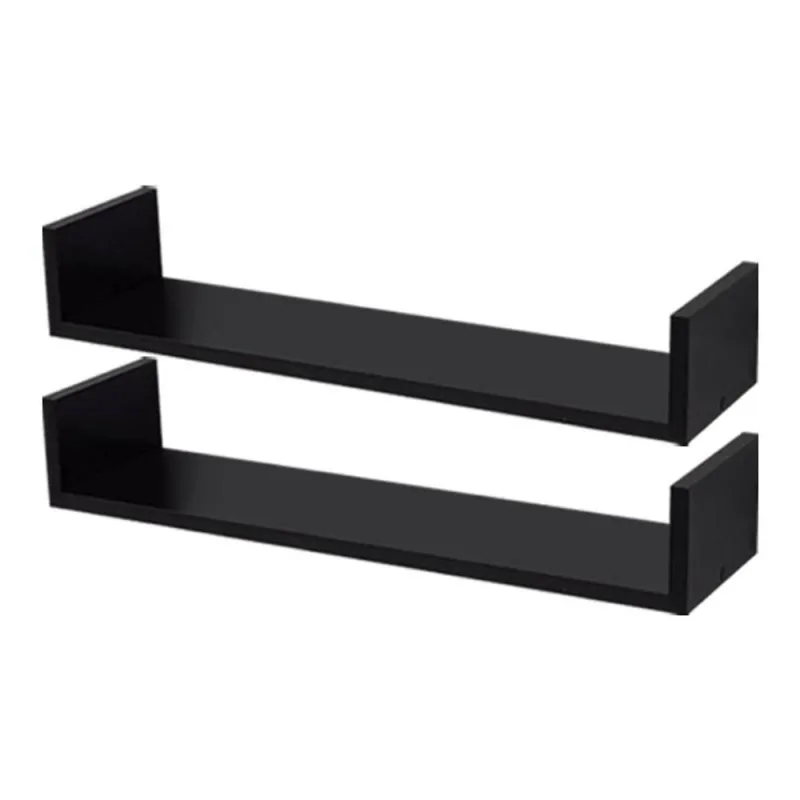 Prateleira Kit 2 U 60 X 25cm MDP Fixação Suporte Invisível Sala Moderno Preto Mercado - OUTRAS - Agro