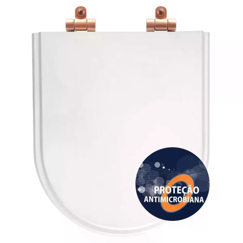 Tampa De Vaso Poliéster Antibactéria Com Fechamento Lento Link-lk Branco Para Louça Deca Com Ferragem Rose Gold - OUTRAS - Agro