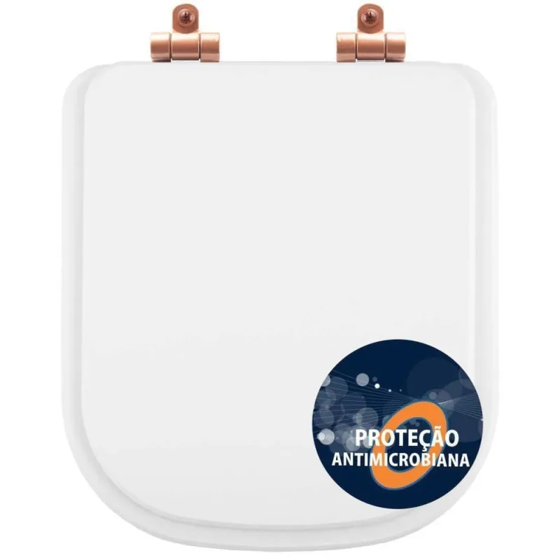 Tampa De Vaso Poliéster Antibactéria Com Fechamento Lento Piano Branco Para Louça Deca Com Ferragem Rose Gold - OUTRAS - Agro