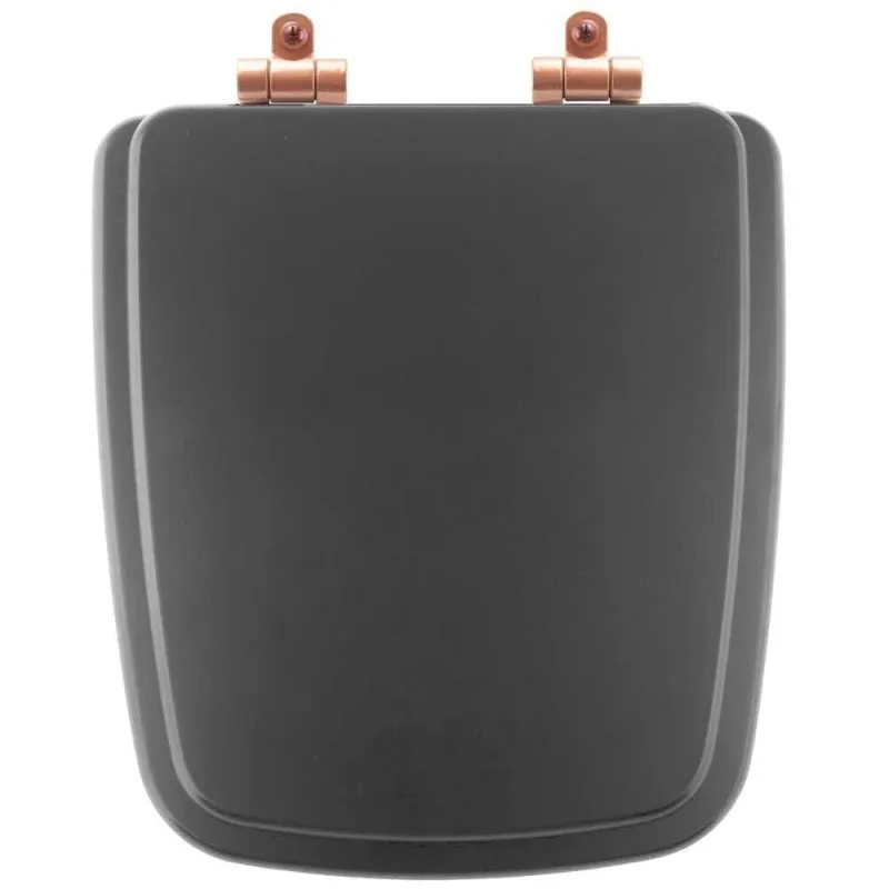 Tampa De Vaso Poliéster Com Amortecedor Boss Onix (preto Fosco) Para Bacia Incepa Com Ferragem Rose Gold - OUTRAS - Automotivo