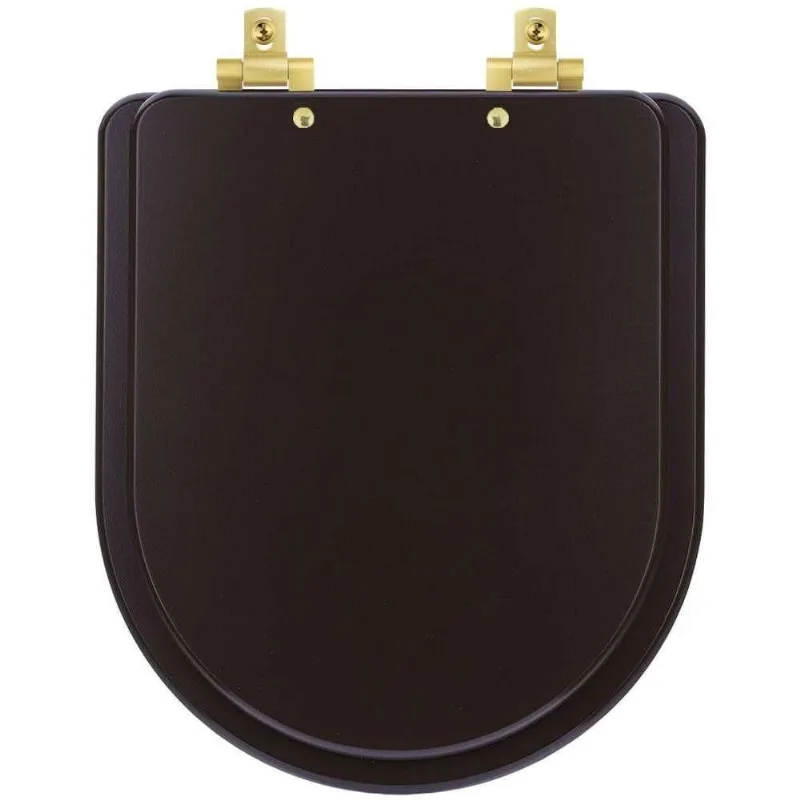 Assento Sanitário Mdf Soft Close Link-lk Marrom Fosco Para Vaso Deca Com Ferragem Dourada