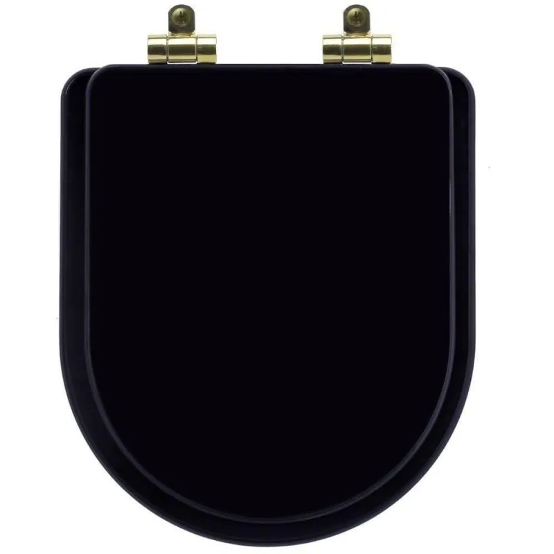 Tampa De Vaso Poliéster Com Fechamento Lento Duna Preto Para Louça Deca Com Ferragem Dourada - OUTRAS - Artesanato