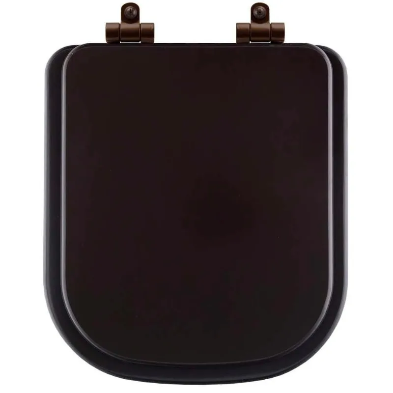 Assento Sanitário Poliéster Soft Close Quadra Marrom Fosco Para Vaso Deca Com Ferragem Marrom