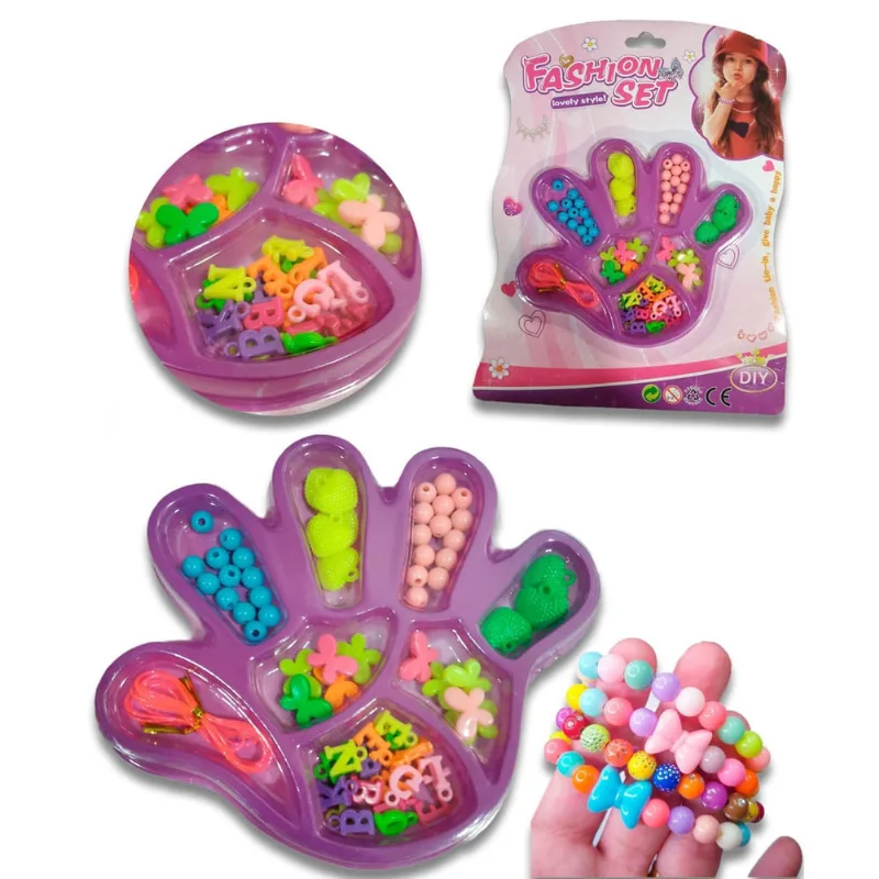 Brinquedo Infantil Menina Kit Miçangas Para Pulseira 50Pçs