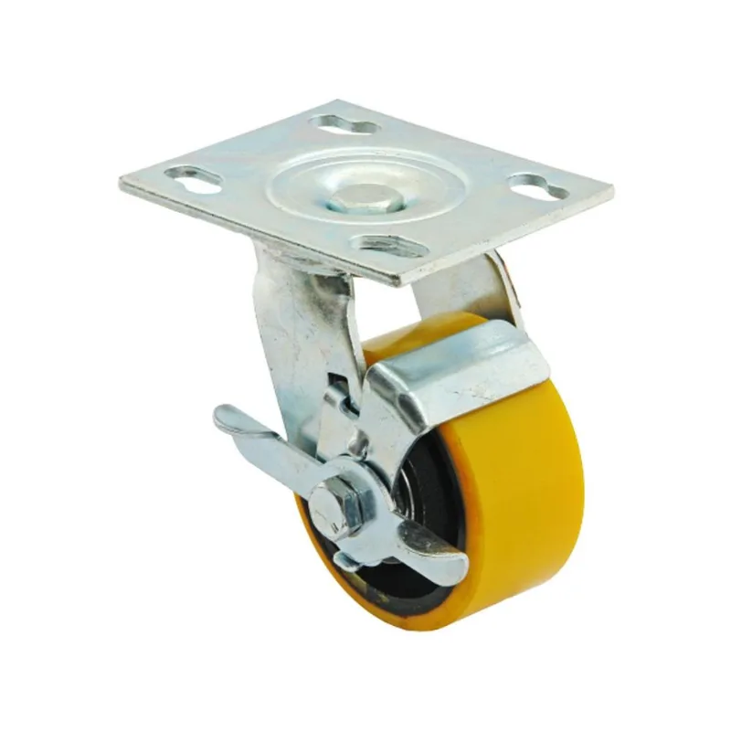 Rodízio Giratório Pu 5" Laranja Com Freio Simples - Ajax, Tamanho: 5"