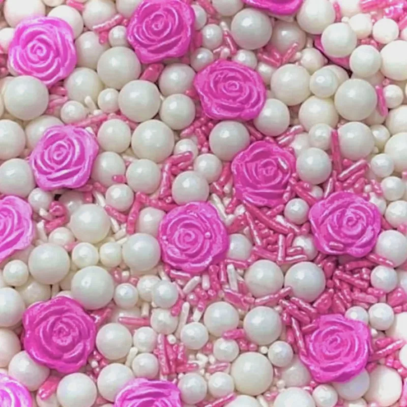 Confeito Acucar Sprinkles Pink Flower 50g Jady