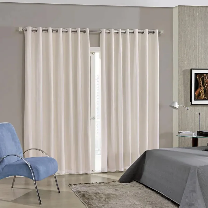 Cortina Para Sala / Quarto Duplex Lisa - Bella Janela Areia