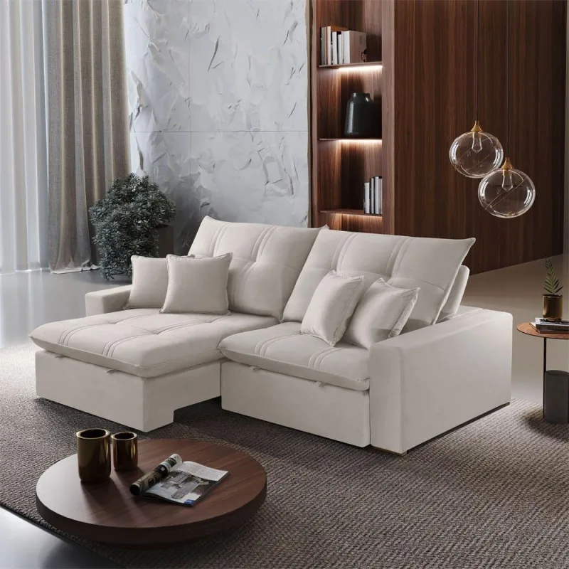 Sofá Império A302 3 Lugares Retrátil e Reclinável 210cm Branco Meu Sofá Online - OUTRAS - Móveis