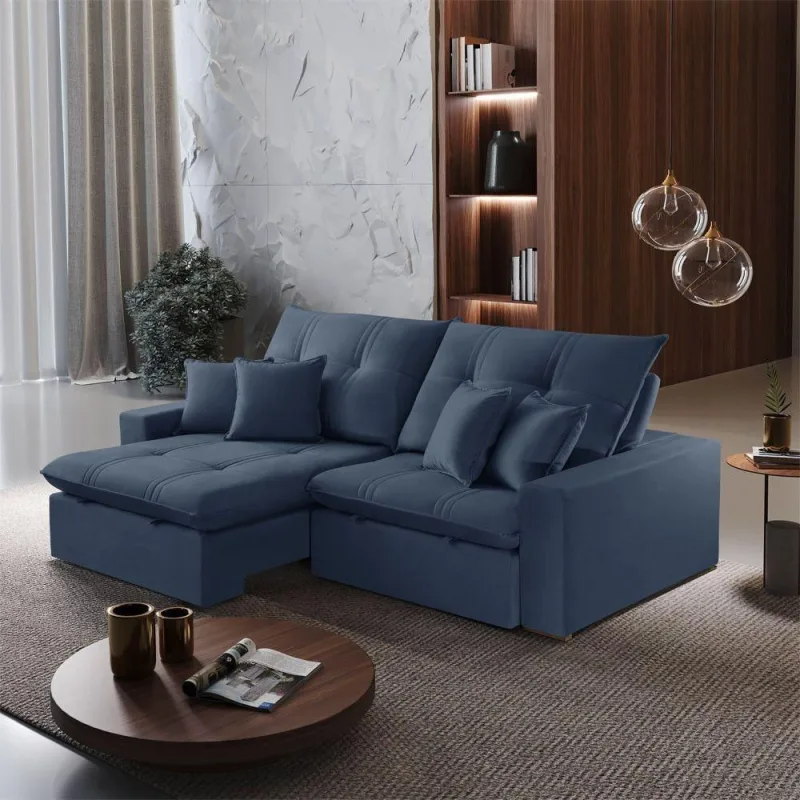 Sofá Império A259 3 Lugares Retrátil e Reclinável 230cm Azul Meu Sofá Online - OUTRAS - Móveis