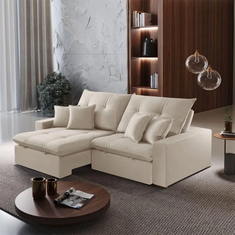 Sofá Império A294 3 Lugares Retrátil e Reclinável 230cm Creme Meu Sofá Online - OUTRAS - Móveis