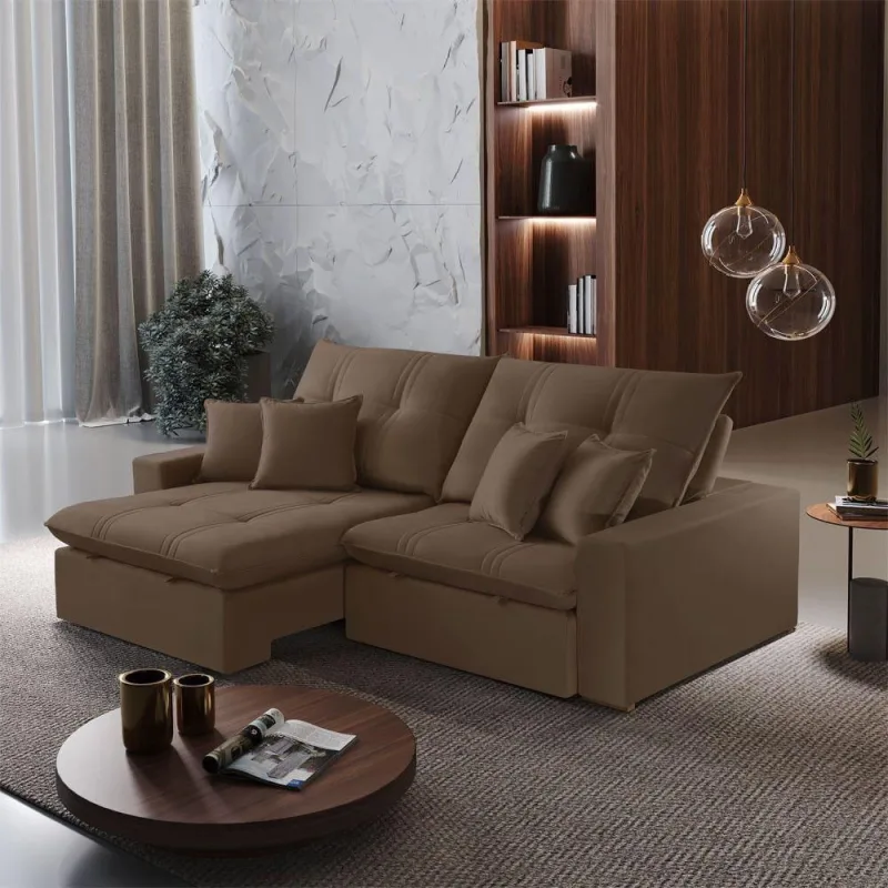 Sofá B016 4 Lugares Retrátil e Reclinável 250cm Marrom Meu Sofá Online - OUTRAS - Móveis