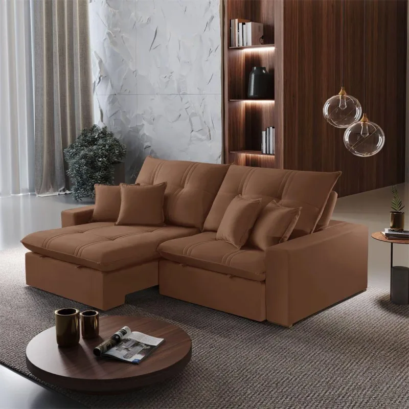 Sofá B020 4 Lugares Retrátil e Reclinável 290cm Terracota Meu Sofá Online - OUTRAS - Móveis