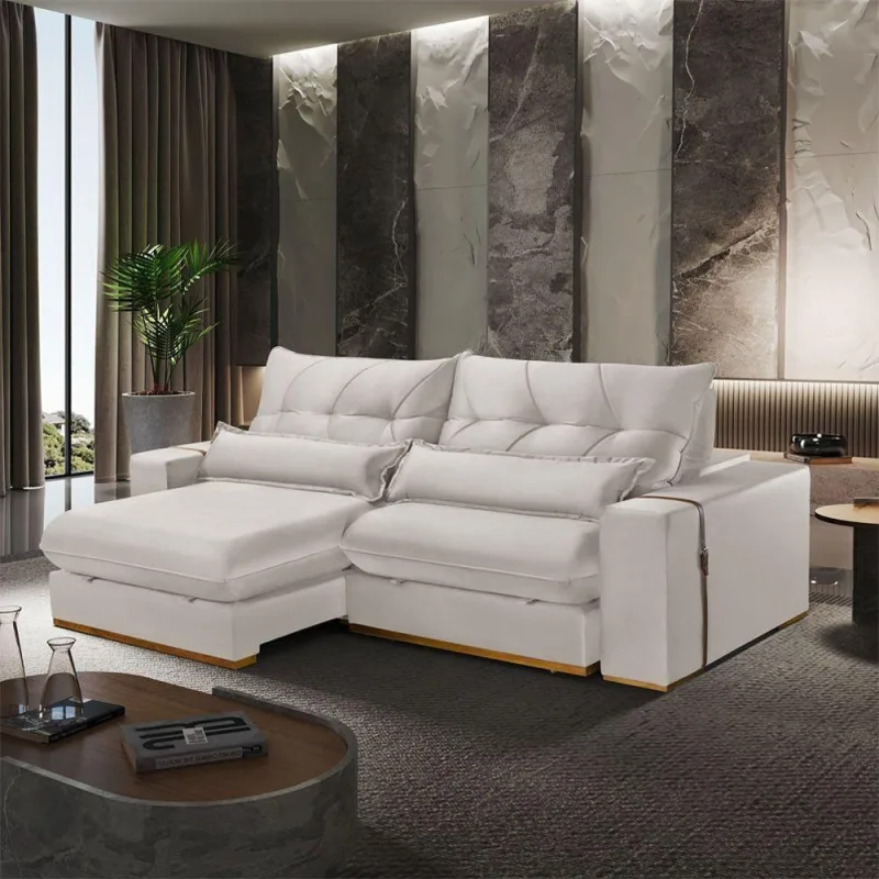 Sofá A302 4 Lugares Retrátil e Reclinável 290cm Branco Meu Sofá Online - OUTRAS - Móveis