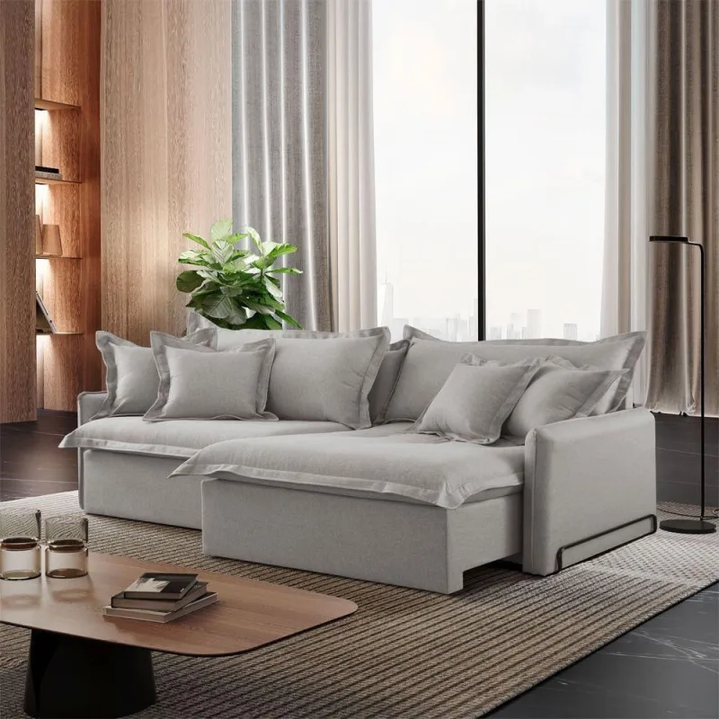 Sofá Cama A304 Leona 3 Lugares Retrátil e Reclinável Linho Cinza Claro Meu Sofá Online - OUTRAS - Móveis
